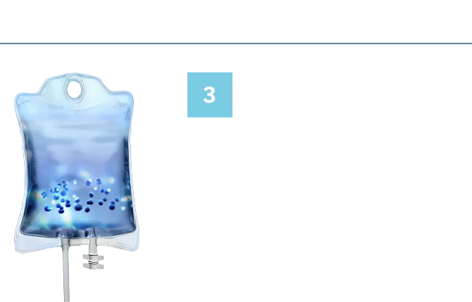 One IV bag representing TREGZI Tcon infusion on Days +2 or +3.